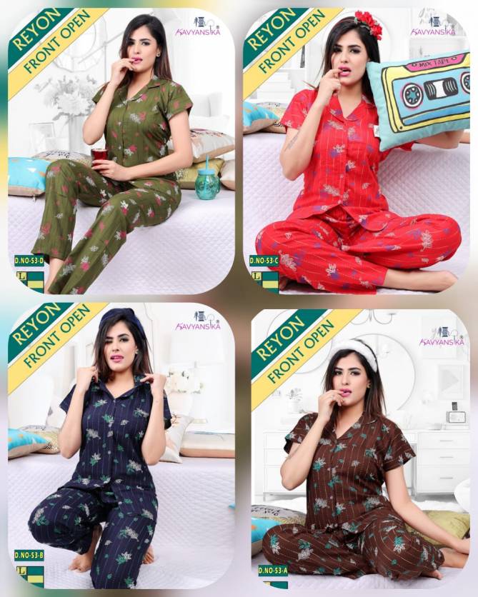 KAVYANSIKA Latest fancy Rayon Night Wear Fully Readymade With Half Sleeves Buttons Collar Style Comfortable Premium Western Collection